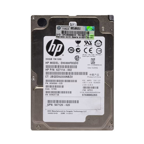 507129-020 HP 300GB 15000RPM SAS 6Gb/s SFF Hot-Pluggable Dual Port 2.5-inch Hard Drive with Tray