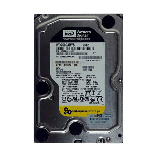 507515-001 HP 750GB 7200RPM SATA 3Gb/s NCQ Hot-Pluggable LFF 3.5-inch Midline Hard Drive with Tray for Gen1/7 ProLiant Server & Storage Array