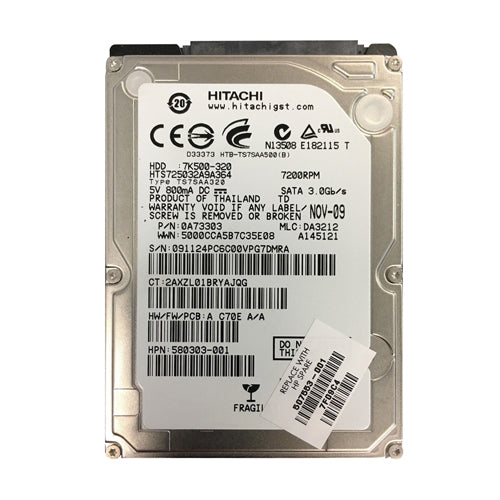 507553-001 HP 320GB 7200RPM SATA 3Gb/s 16MB Cache 2.5-inch Hard Drive