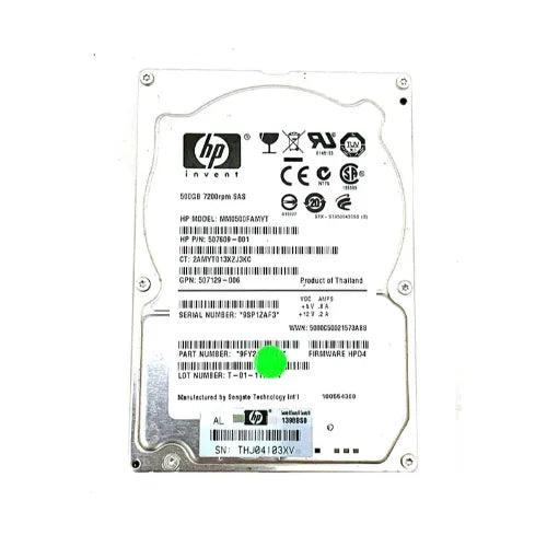 507609-001-RFB - HP 500GB 7200RPM SAS 6Gb/s Hot-Pluggable Dual Port SFF 2.5-Inch Midline Hard Drive with Tray for Gen1/7 ProLiant Server