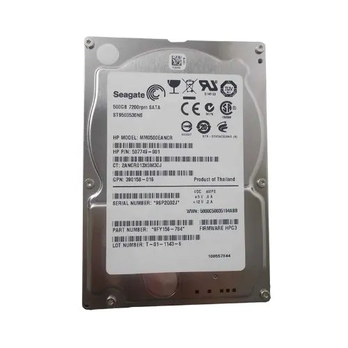 507749-001-GEN - HP 500GB 7200RPM SATA 3Gb/s SFF Hot-Pluggable 2.5-inch Midline Hard Drive for Gen1 to Gen7 ProLiant Server