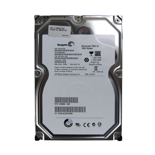 508027-001 HP 1TB 7200RPM SATA 3Gb/s NHP 32MB Cache Hot-Pluggable LFF 3.5-inch Midline Hard Drive for Workstation