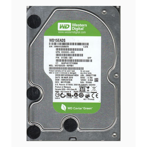 517205-001 HP 1.5TB 5400RPM SATA 3Gb/s 3.5-Inch Hard Drive