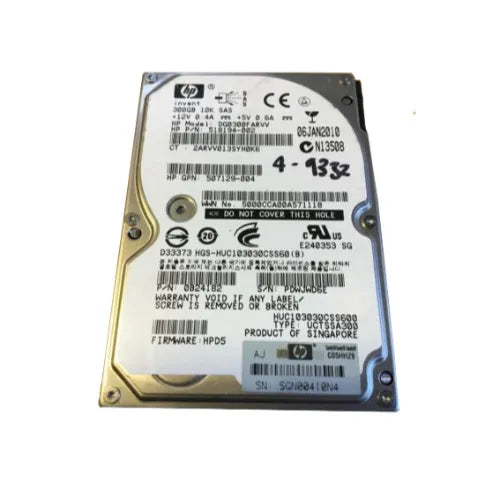 518194-002-RFB - HP 300GB 10000RPM SAS 6Gb/s Hot-Pluggable Dual Port SFF 2.5-inch Hard Drive for Gen1/7 ProLiant Server