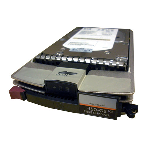 518736-001 HP 450GB 10000RPM Fibre Channel 4Gb/s Dual Port Hot Swappable 3.5-Inch Hard Drive for StorageWorks EVA 3000