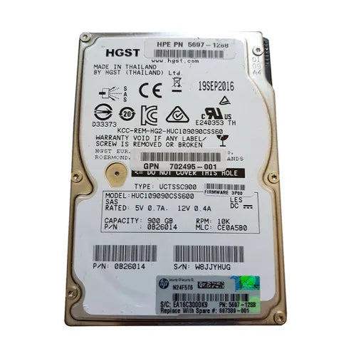 5697-1288-NC - HP 900GB 10000RPM SAS 6Gb/s 64MB Cache (512e) SFF 2.5-inch Hard Drive with Tray for 3PAR StoreServ 7000