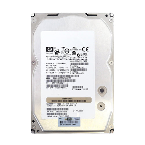 5697-6817 HP 450GB 15000RPM Fibre Channel 4Gb/s Dual Port Hot Swappable 3.5-Inch Hard Drive with Tray for StorageWorks M6412