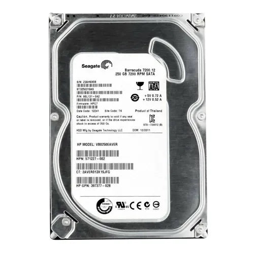 571227-002 HP 250GB 7200RPM ETY SATA 3Gb/s Hot-Pluggable 3.5-Inch Hard Drive for ProLiant Servers