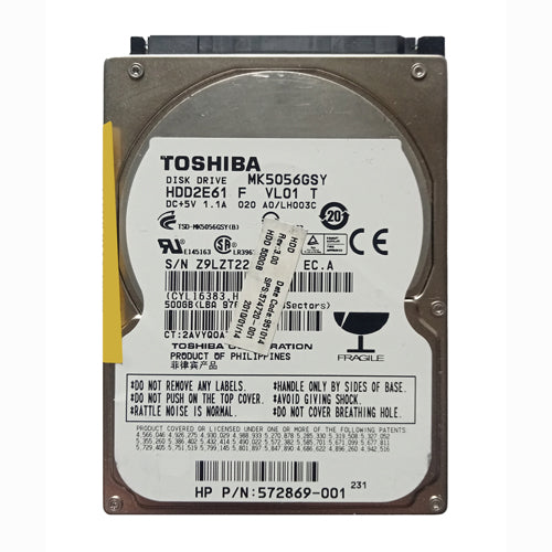 572869-001 HP 500GB 7200RPM SATA 3Gb/s 16MB Cache 2.5-inch Hard Drive