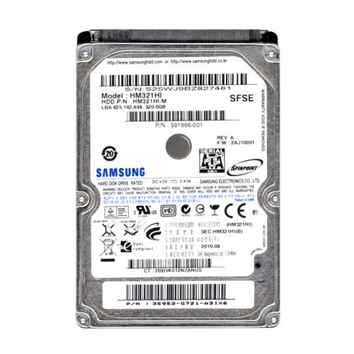 591966-001 HP 320GB 5400RPM SATA 1.5Gb/s 8MB Cache 2.5-inch Hard Drive