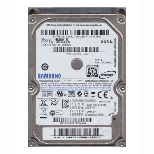591967-002 HP 500GB 5400RPM SATA 3Gb/s 16MB Cache 2.5-inch Hard Drive