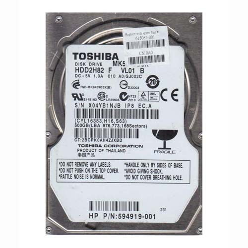 594919-001 HP 500GB 5400RPM SATA 3Gb/s 8MB Cache 2.5-inch Hard Drive