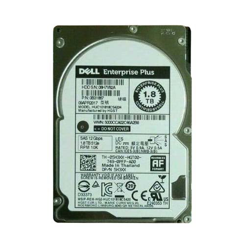 5H3XX Dell 1.8TB 10000RPM SAS 12Gb/s Hot-Pluggable (512e) 2.5-Inch Hard Drive with Tray for Compellent Storage Array
