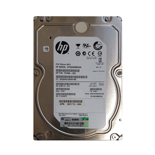 601713-004 HP 2TB 7200RPM SATA 3Gb/s 32MB Cache 3.5-Inch Hard Drive