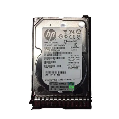 605832-001-SC - HP 500GB 7200RPM SAS 6Gb/s SFF Hot-Pluggable Dual Port 2.5-inch Midline Hard Drive with Tray for Gen1 to Gen7 ProLiant Server/MSA Storage
