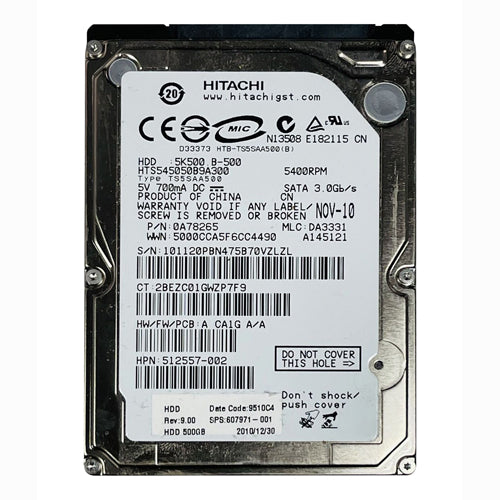 607971-001 HP 500GB 7200RPM SATA 3Gb/s 16MB Cache 2.5-inch Hard Drive