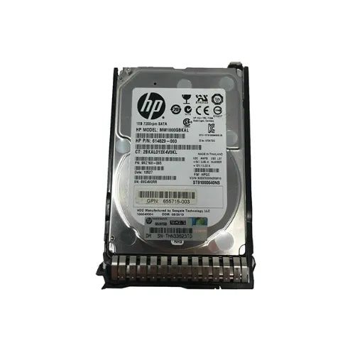 614829-003-GEN - HP 1TB 7200RPM SATA 6Gb/s Hot-Pluggable (512n) SFF 2.5-Inch Midline Hard Drive with Smart Carrier for Gen8/10 ProLiant Server/Storage Array