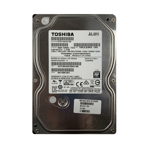 621418-001 HP 1TB 7200RPM SATA 3Gb/s NCQ 16MB Cache Hot-Pluggable 3.5-inch Midline Hard Drive