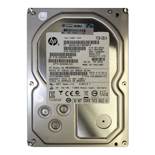 628069-001 HP 3TB 7200RPM SATA 6Gb/s NHP 64MB Cache LFF 3.5-inch Midline Hard Drive