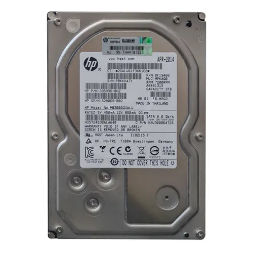 628069-002 HP 3TB 7200RPM SATA 6Gb/s 64MB Cache LFF 3.5-inch Midline Hard Drive with Tray for Gen8/9 ProLiant Server