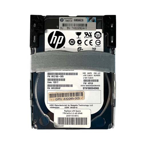 632085-003 HP 1TB 7200RPM SATA 6Gb/s SFF 2.5-inch Midline Hard Drive with Tray