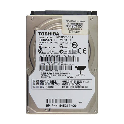 634953-001 HP 320GB 5400RPM SATA 1.5Gb/s 8MB Cache 2.5-inch Hard Drive