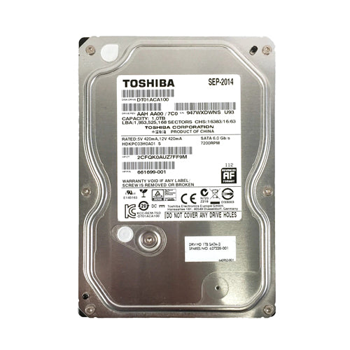 643952-001 HP 1TB 7200RPM SATA 6Gb/s NHP 64MB Cache LFF 3.5-inch Hard Drive
