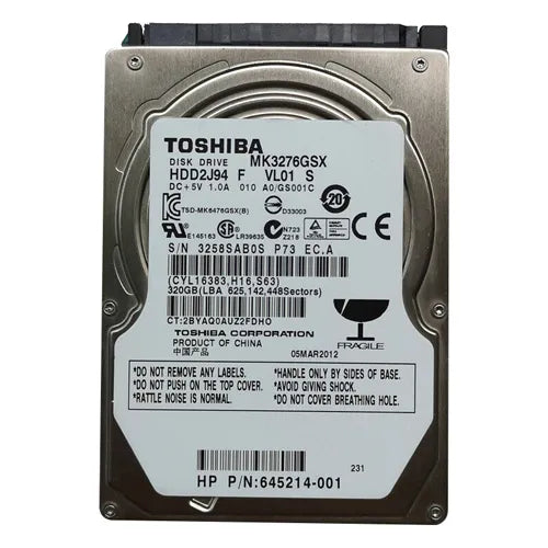 645214-001 Compaq 320GB 5400RPM SATA 8MB Cache 2.5-Inch Hard Drive