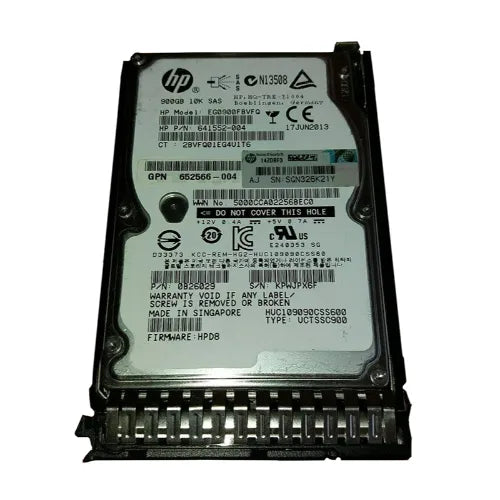 652566-004-GEN - HP 900GB 10000RPM SAS 6Gb/s Hot-Pluggable Dual Port SFF 2.5-inch Enterprise Hard Drive with Tray for DL120 ProLiant Server