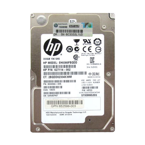 652599-003 HP 300GB 15000RPM SAS 6Gb/s 64MB Cache SFF Hot-Pluggable Dual Port 2.5-inch Hard Drive with Tray for Gen8 to Gen9 ProLiant Servers