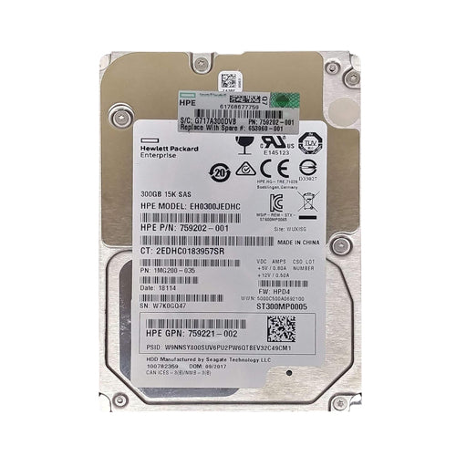 653960-001 HP 300GB 15000RPM SAS 6Gb/s SFF Hot-Pluggable 2.5-inch Hard Drive with Smart Carrier for ProLiant Servers