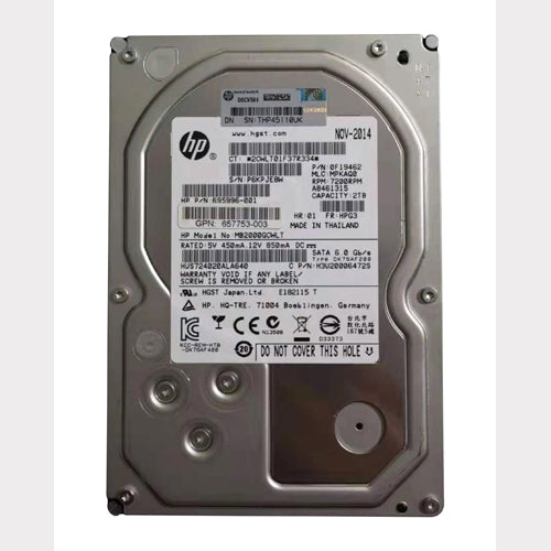 657753-003 HP 2TB 7200RPM SATA 6Gb/s 3.5-inch Midline Hard Drive