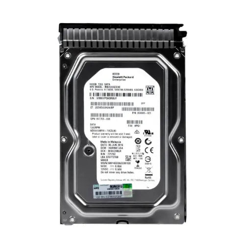 658083-001-NL - HP 500GB 7200RPM SATA 6Gb/s (512n) LFF Hot-Pluggable 3.5-inch Midline Hard Drive with Smart Carrier for Gen8 to Gen9 ProLiant Server