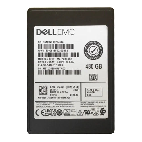 65T1J Dell 480GB Triple-Level Cell SATA 6Gb/s 2.5-inch Solid State Drive