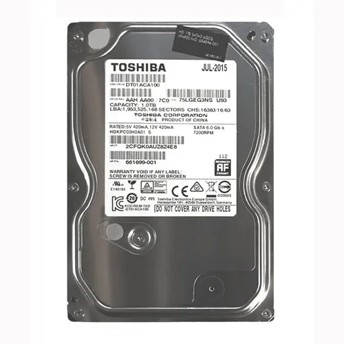 661699-001 HP 1TB 7200RPM SATA 6Gb/s 32MB Cache 3.5-Inch Hard Drive