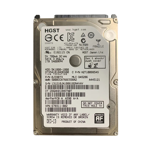 678311-002 HP 1TB 5400RPM SATA 6Gb/s 8MB Cache 2.5-inch Hard Drive
