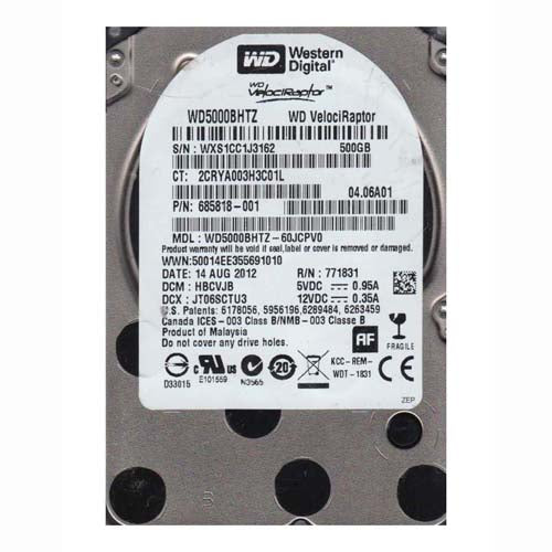 685818-001 HP 500GB 10000RPM SATA 6Gb/s 64MB Cache Hot-Swappable 2.5-inch Midline Hard Drive