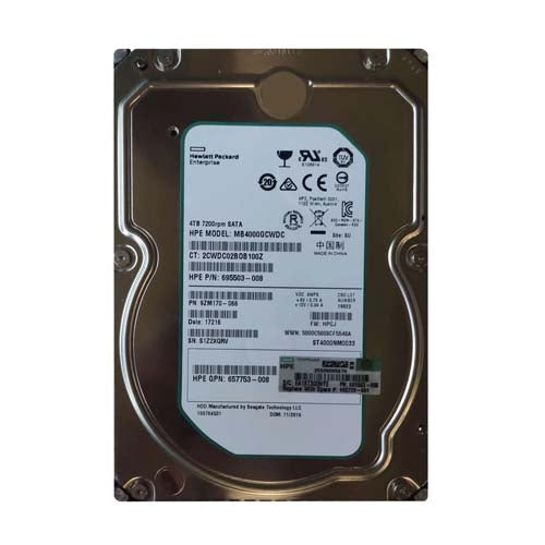 695503-008 HP 4TB 7200RPM SATA 3Gb/s Hot-Pluggable LFF 3.5-inch Midline Hard Drive with Tray for ProLiant Server