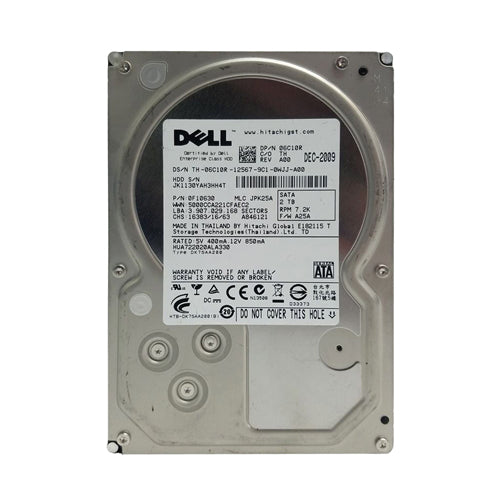 6C10R Dell 2TB 7200RPM SATA 3Gb/s Hot-Pluggable (512n) 3.5-Inch Hard Drive with Tray for PowerEdge Server & PowerVault Storage Array