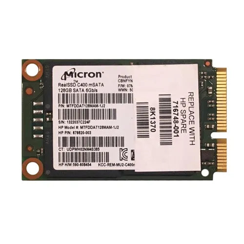 716748-001 HP 128GB Multi-Level Cell SATA 6Gb/s mSATA Solid State Drive for Elitebook Notebook