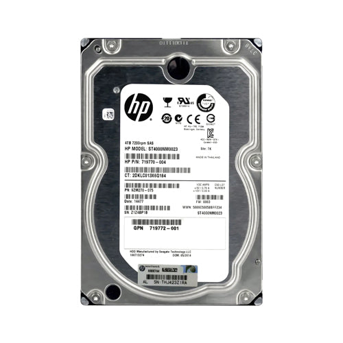 719770-004 HP 4TB 7200RPM SAS 6Gb/s Hot-Pluggable Dual Port LFF 3.5-inch Midline Hard Drive with Tray for MSA/MSA2 Storage Array