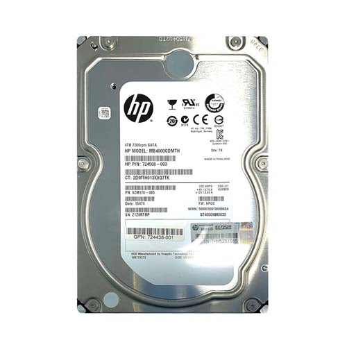 724508-003 HP 4TB 7200RPM SATA 6Gb/s 3.5-Inch Midline Hard Drive for ProLiant Servers