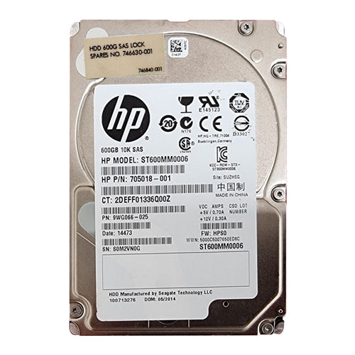 746630-001 HP 600GB 10000RPM SAS 6Gb/s 16MB Cache SFF 2.5-inch Hard Drive