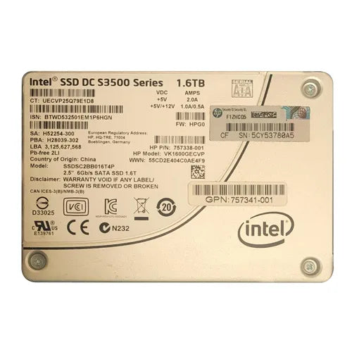 757341-001 HP 1.6TB Multi-Level Cell SATA 6Gb/s 2.5-Inch SFF Solid State Drive