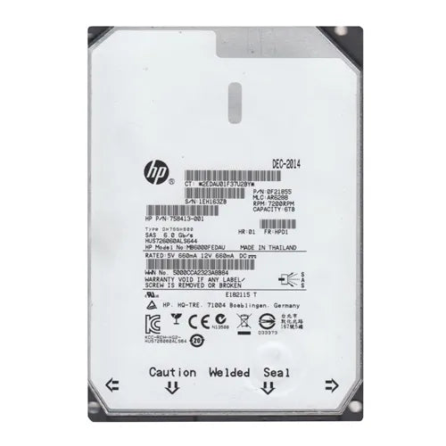 758413-001 HP 6TB 7200RPM SAS 6Gb/s Hot-Pluggable Dual Port LFF 3.5-inch Midline Hard Drive with Tray for Gen1/7 ProLiant Server