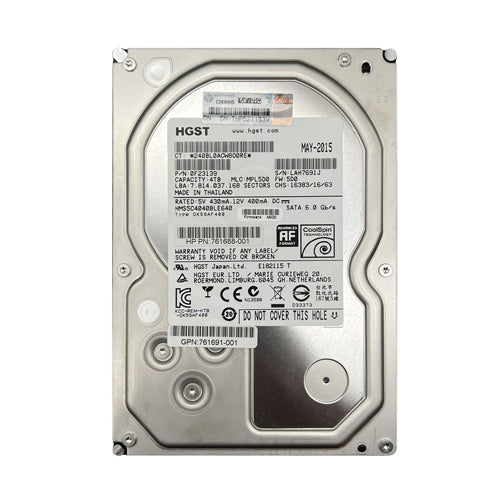 761688-001 HP 4TB 7200RPM SATA 6Gb/s LFF 3.5-inch Hard Drive with Smart Carrier