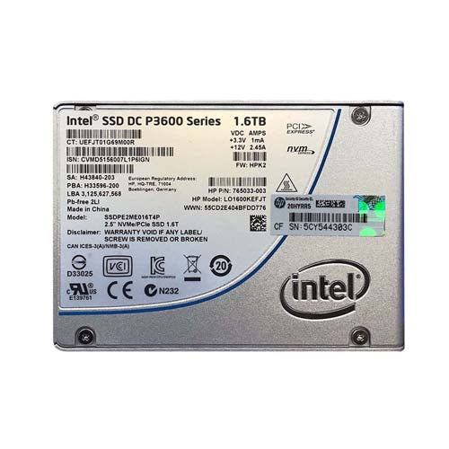 765033-003 HP 1.6TB MLC PCI Express NVMe 3.0 x4 Mixed Use SFF 2.5-Inch Solid State Drive with Smart Carrier for ProLiant ML350 Gen10
