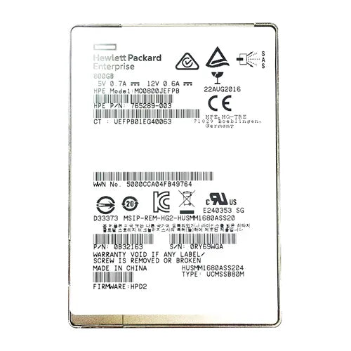 765289-003 HP MSA 800GB Multi-Level-Cell SAS 12Gb/s Mainstream Endurance 2.5-Inch Enterprise Solid State Drive for ProLiant Servers