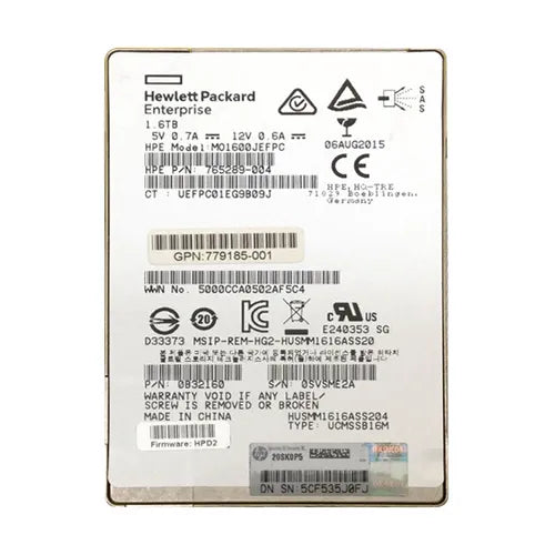 765289-004 HP MSA 1.6TB SAS 12Gb/s Mainstream Endurance 2.5-Inch Enterprise Solid State Drive for ProLiant Servers and Storage Arrays