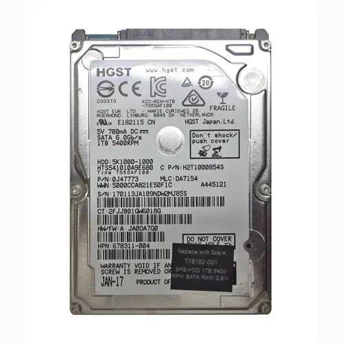 778192-001 HP 1TB 5400RPM SATA 3Gb/s 2.5-Inch Hard Drive